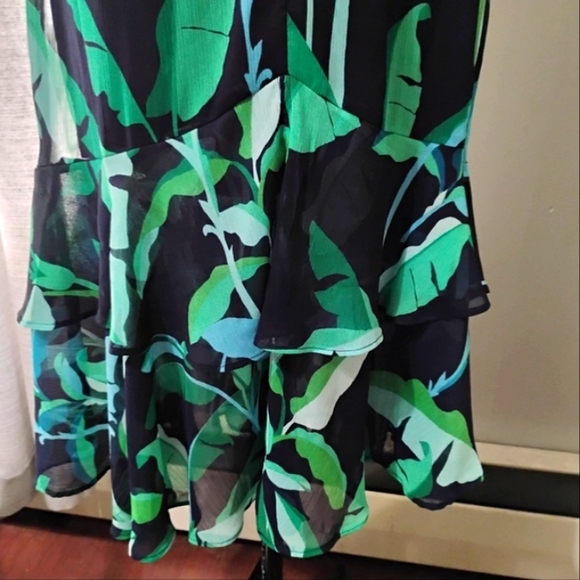 Tommy Hilfiger Tropical Leaf Print High-Low Dress, Sz 16 - Picture 10 of 14